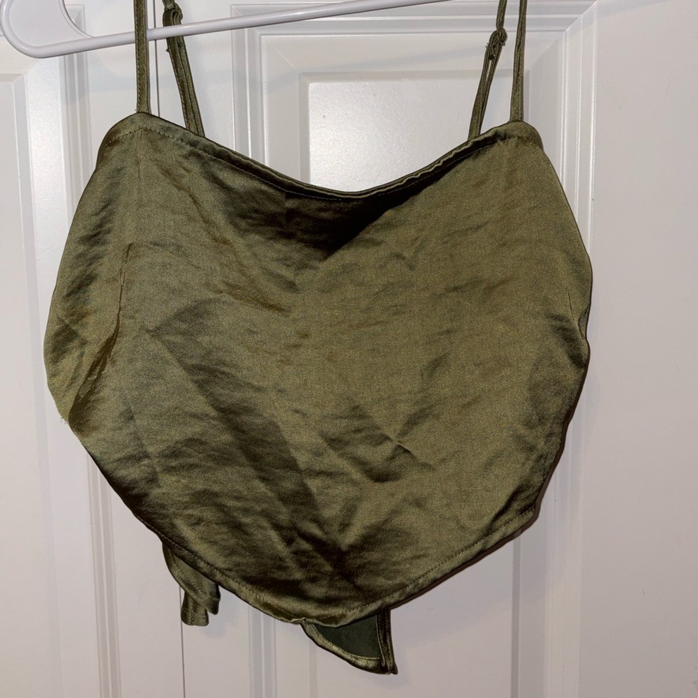 Green bandana wrap top